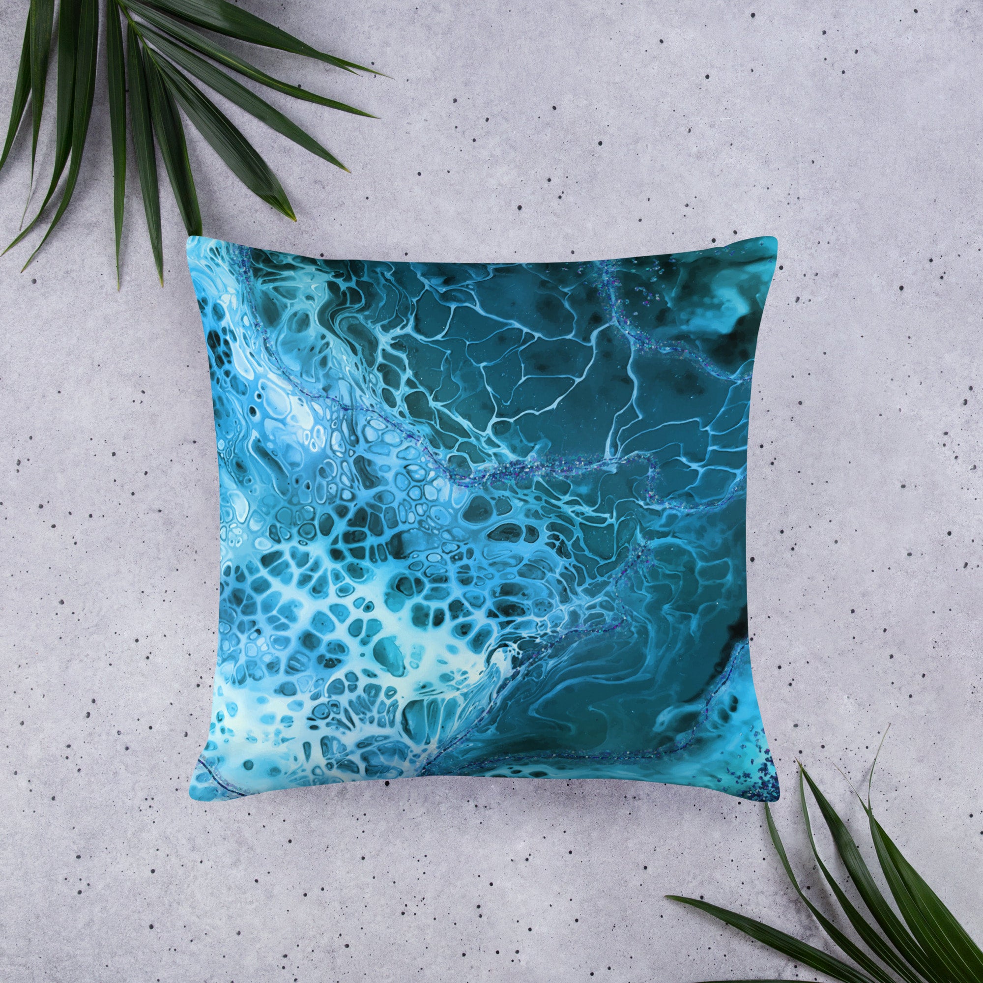Blue marble pillow top