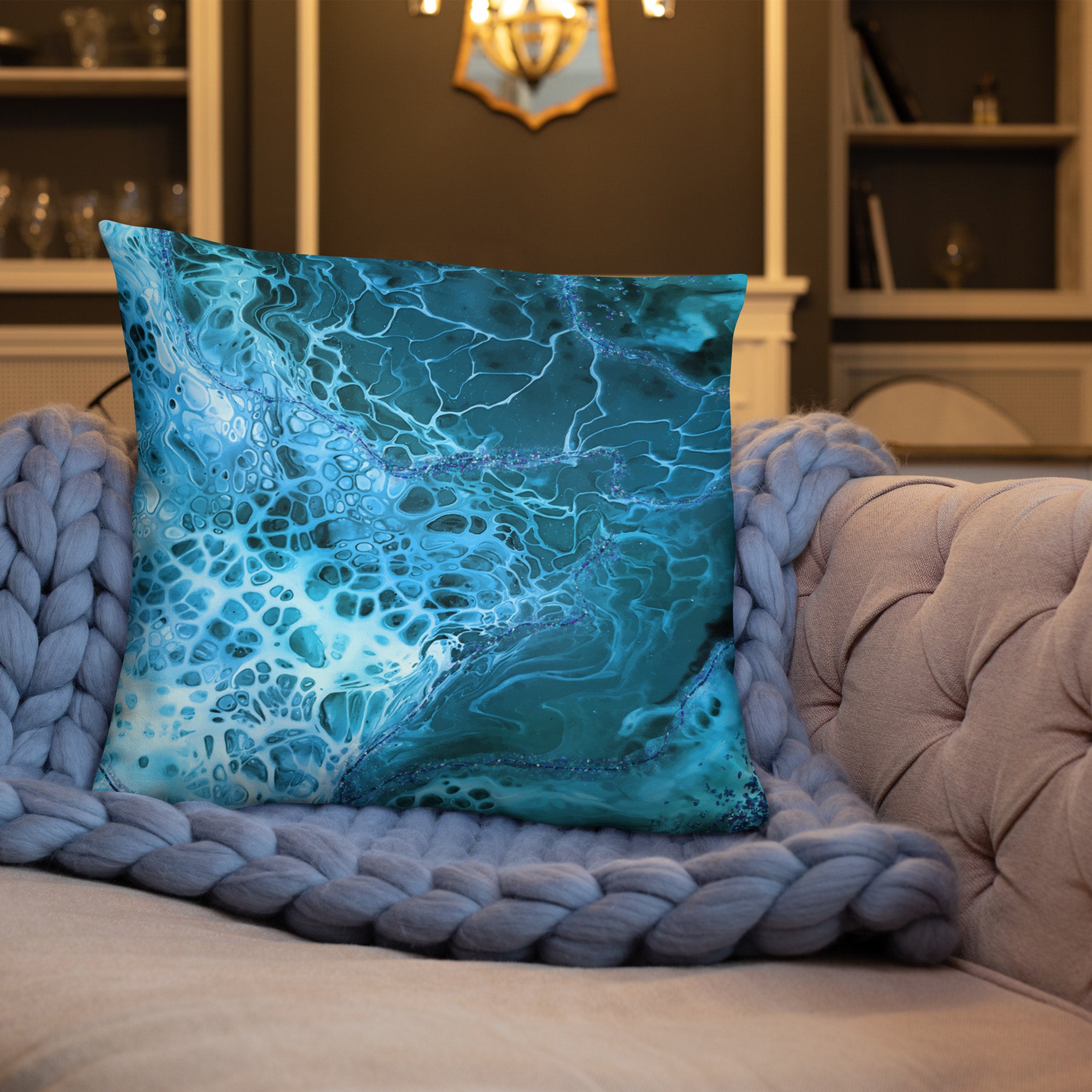 Blue marble pillow cheap